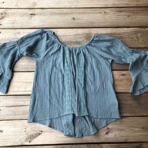 Blue Lace Bell 3/4th sleeve Top